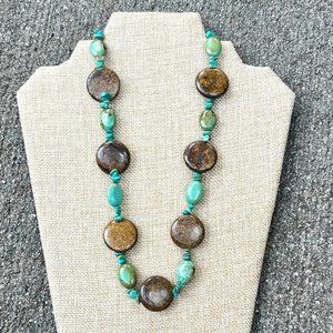 Turquoise and brown stone necklace